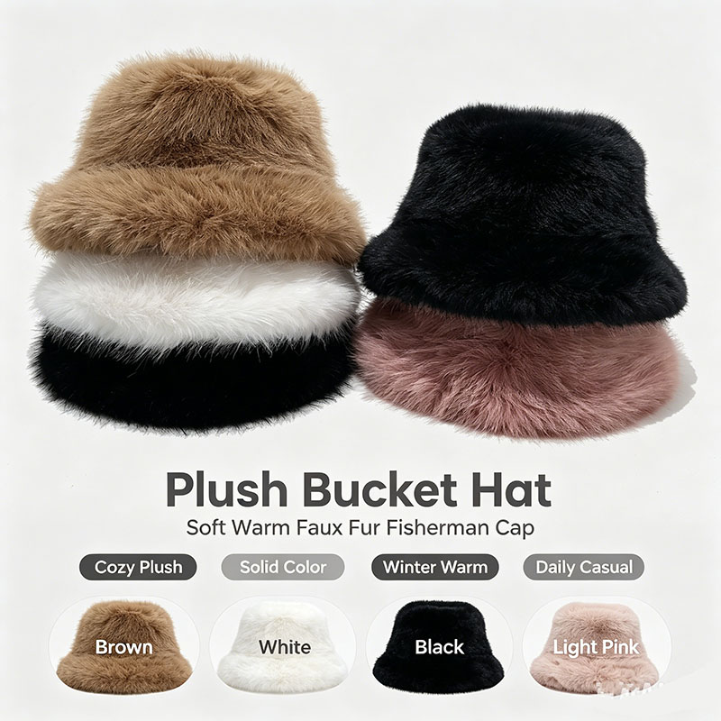 Bucket Hat Cotton - Chapéu Bucket de Inverno em Pelúcia